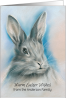 From Our Family Personalized Easter Gray Bunny Rabbit Pastel card