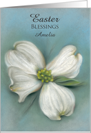 For Personalized Name Easter Blessings White Dogwood A for Amelia card