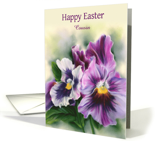 Easter for Cousin Pretty Pansies Colorful Flowers Custom card