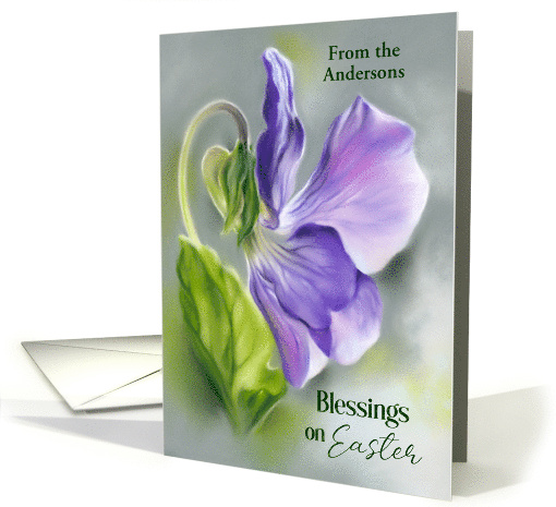 Easter from Our Family Personalized Purple Violet Wildflower card