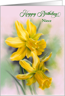 For Niece Birthday Yellow Daffodil Spring Flowers Custom card