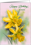 For Cousin Birthday Yellow Daffodil Spring Flowers Custom card