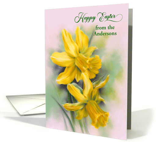 From Our Family Custom Name Easter Yellow Daffodil Spring Flowers card