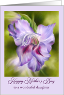 Mothers Day for Daughter Purple Gladiolus Flower Art Personalized card