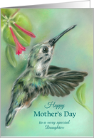 Custom Mothers Day for Daughter Hummingbird with Honeysuckle card