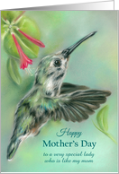 Custom Mothers Day for Like a Mom Hummingbird with Honeysuckle card