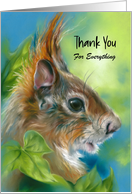 Thank You Red Squirrel with Green Leaves Custom card