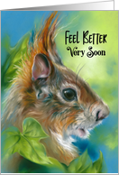 Feel Better Soon Red Squirrel with Green Leaves card