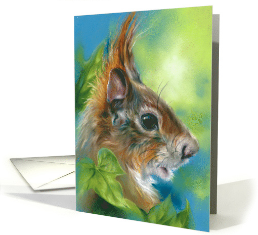 Any Occasion Red Squirrel with Green Leaves Blank card (1827096)