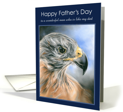 Fathers Day for Like a Dad Hawk Raptor Portrait Pastel Art Custom card