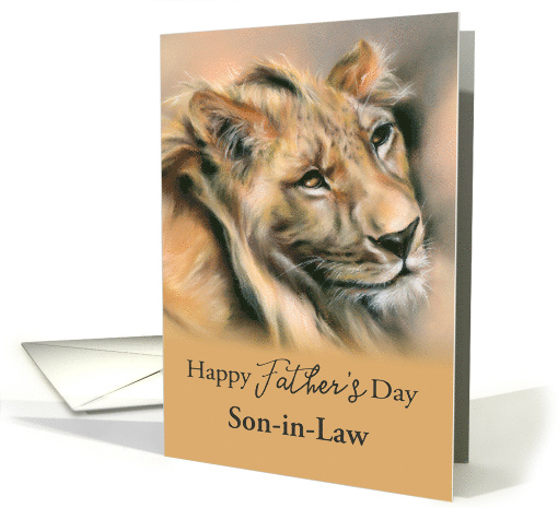 For Son in Law Fathers Day Male Lion Portrait Personalized card