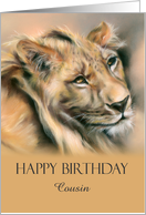 Birthday for Cousin Regal Male Lion Portrait Pastel Art Custom card