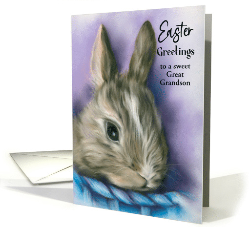 For Great Grandson Easter Bunny in a Blue Basket Custom card (1829408)