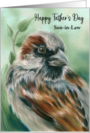 For Son in Law Fathers Day Brown Sparrow Bird Art Custom card