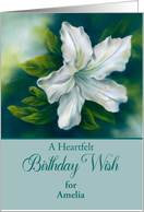 For Personalized Name Birthday White Azalea Flower A card