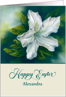 Easter for Personalized Name White Azalea Flower A card
