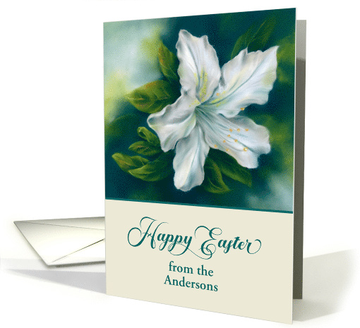 Easter from Our Family White Azalea Flower Personalized card (1834208)
