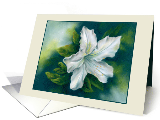 Any Occasion White Azalea Flower Pastel Art Blank card (1834220)