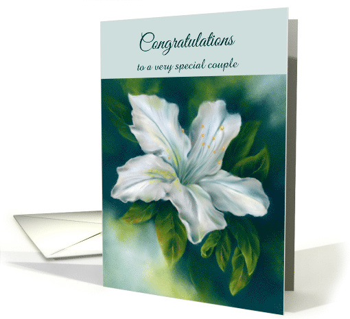 Marriage Congratulations White Azalea Flower Personalized card