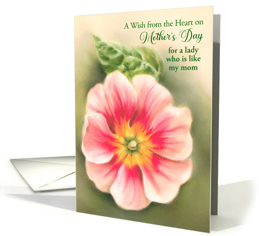 Mothers Day Like a Mom Pink and Red Primrose with Leaf Custom card