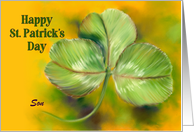 For Son Sunny Green Clover St Patricks Day Custom card