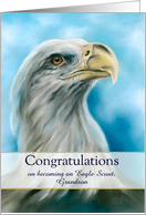 Congratulations Eagle Scout Grandson Bald Eagle and Sky Custom card