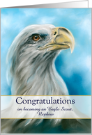 Congratulations Eagle Scout Nephew Bald Eagle and Sky Custom card