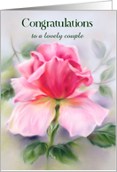 Wedding Congratulations for Couple Pink Rose Soft Pastel Custom card