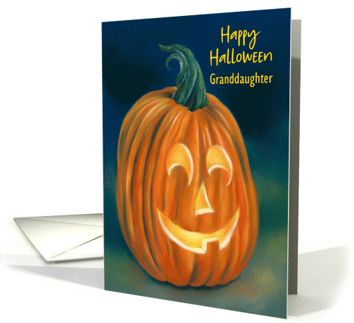 For Granddaughter Happy Halloween Quirky Pumpkin Custom card (1846246)