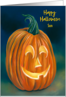 For Son Happy Halloween Quirky Pumpkin Custom card