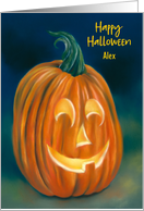For Personalized Name Happy Halloween Quirky Pumpkin A card
