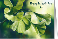 Fathers Day for Dad Sunlit Green Ginkgo Leaves Custom card