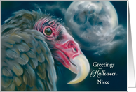Halloween for Niece Spooky Vulture and Moon Custom card