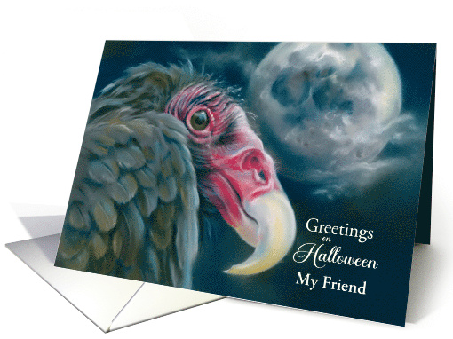 Halloween for Friend Spooky Vulture and Moon Custom card (1849850)