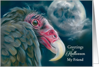 Halloween for Friend Spooky Vulture and Moon Custom card