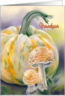 Halloween for Grandson Autumn Pumpkin and Mushrooms card