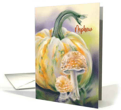 Halloween for Nephew Autumn Pumpkin and Mushrooms card (1851932)