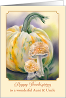 Thanksgiving Aunt and Uncle Autumn Pumpkin and Mushrooms Custom card
