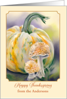Thanksgiving from Our House Autumn Pumpkin and Mushrooms Custom card
