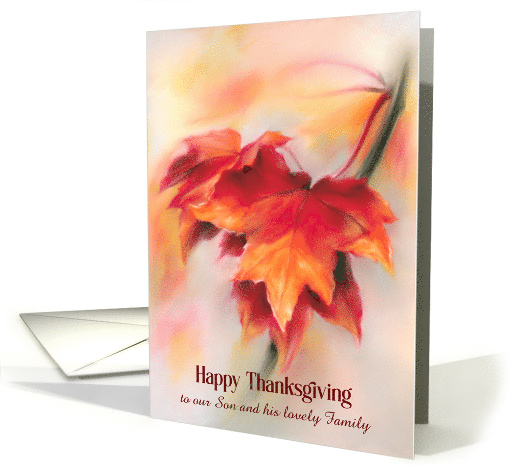 Thanksgiving Son and Family Autumn Red Maple Leaves Custom card