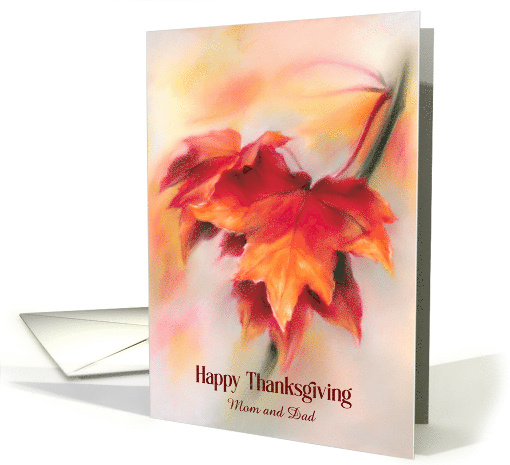 Thanksgiving for Parents Autumn Red Maple Leaves Custom card (1853222)