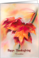 Thanksgiving for Grandma Autumn Red Maple Leaves Custom card