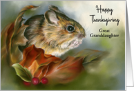 Thanksgiving Great Granddaughter Wood Mouse Autumn Leaves Custom card
