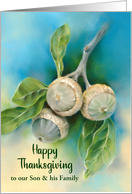 Thanksgiving for Son and Family Live Oak Acorns Custom card