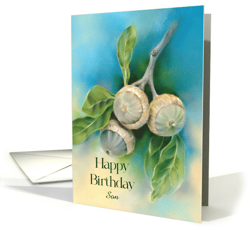 Birthday for Son Live Oak Acorns and Leaves Custom card (1854280)