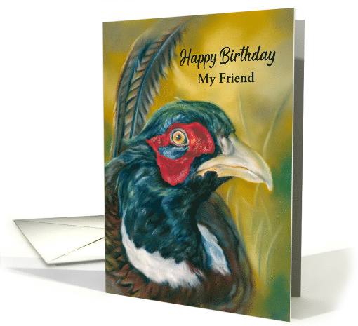Birthday for Friend Pheasant on Gold Custom card (1857982)