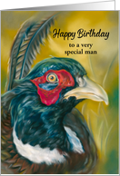 Birthday for Him Pheasant on Gold Custom card