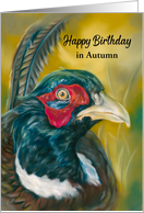 Birthday in Autumn Pheasant on Gold Custom card