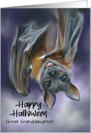 Halloween for Great Granddaughter Smiling Bat Upside Down Custom card