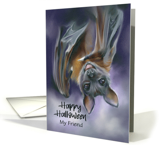 Halloween for Friend Smiling Bat Upside Down Custom card (1860080)